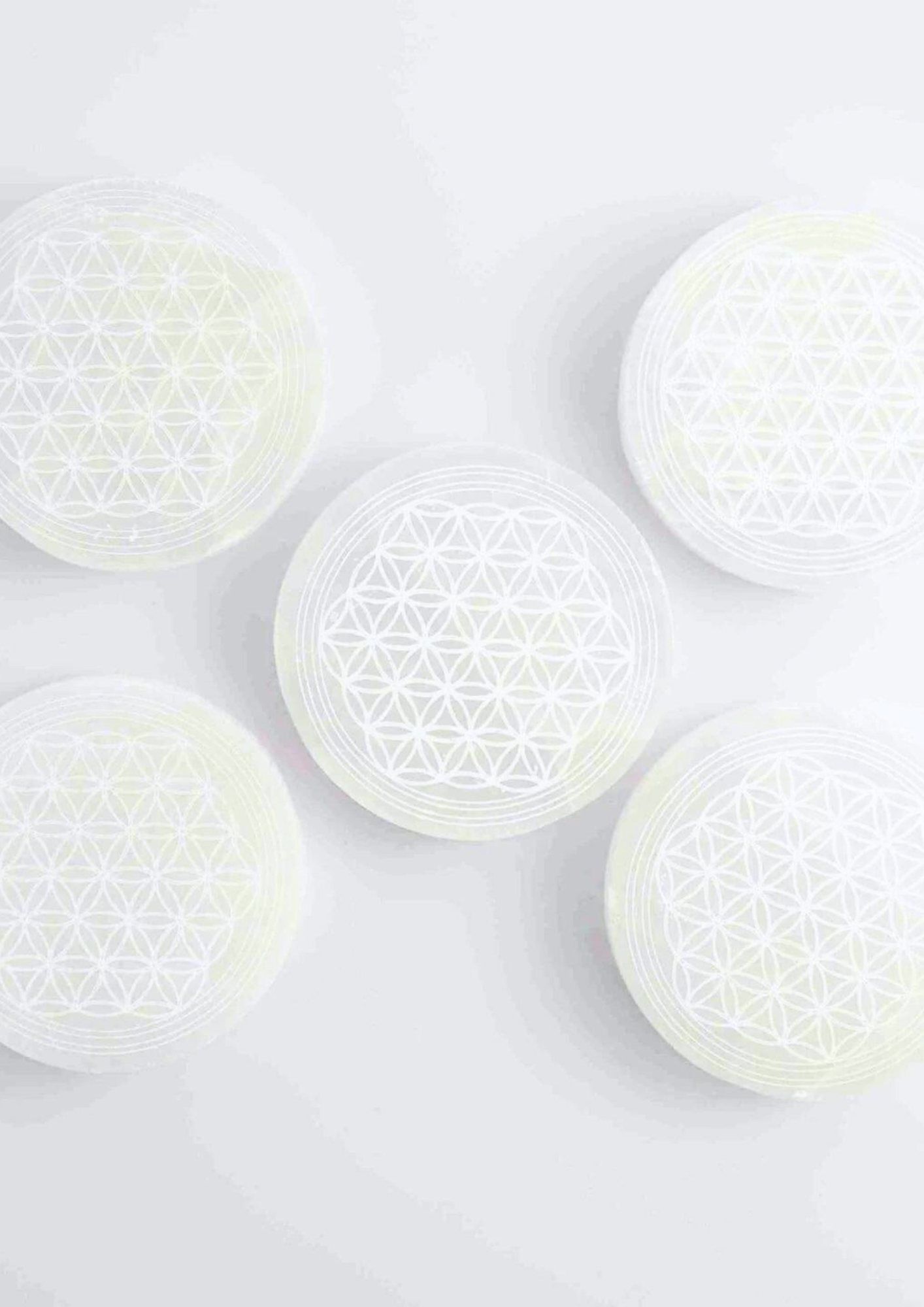 Selenite Flower of Life - Round Plate