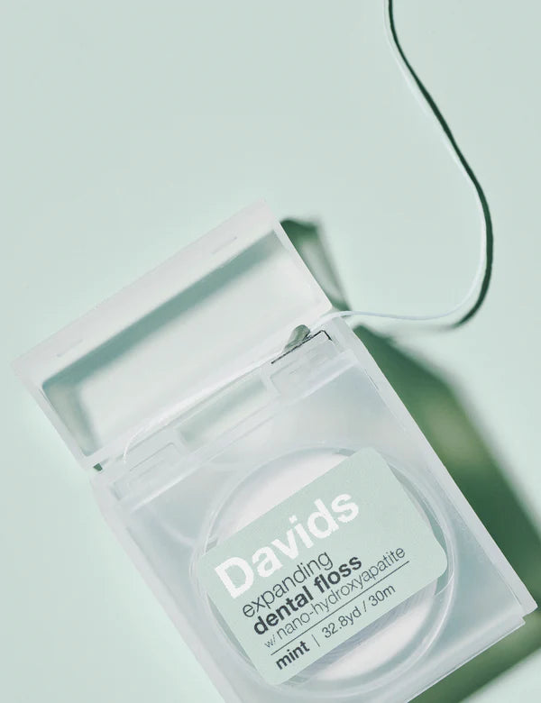 Davids Expanding Dental Floss - Refillable Dispenser + Refill / Mint / 60m