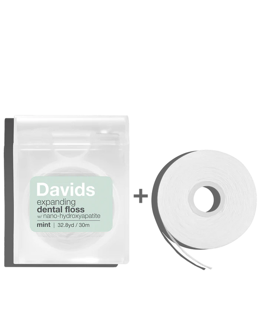 Davids Expanding Dental Floss - Refillable Dispenser + Refill / Mint / 60m