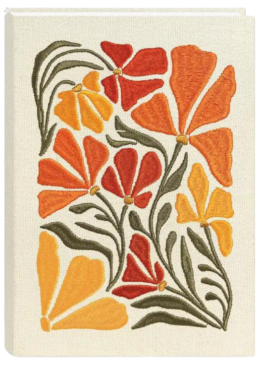 Fabric Embroidered Journal: Poppy Flower