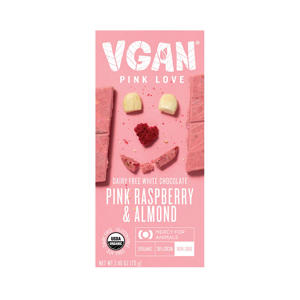 Vegan White Chocolate Pink Raspberry & Almond