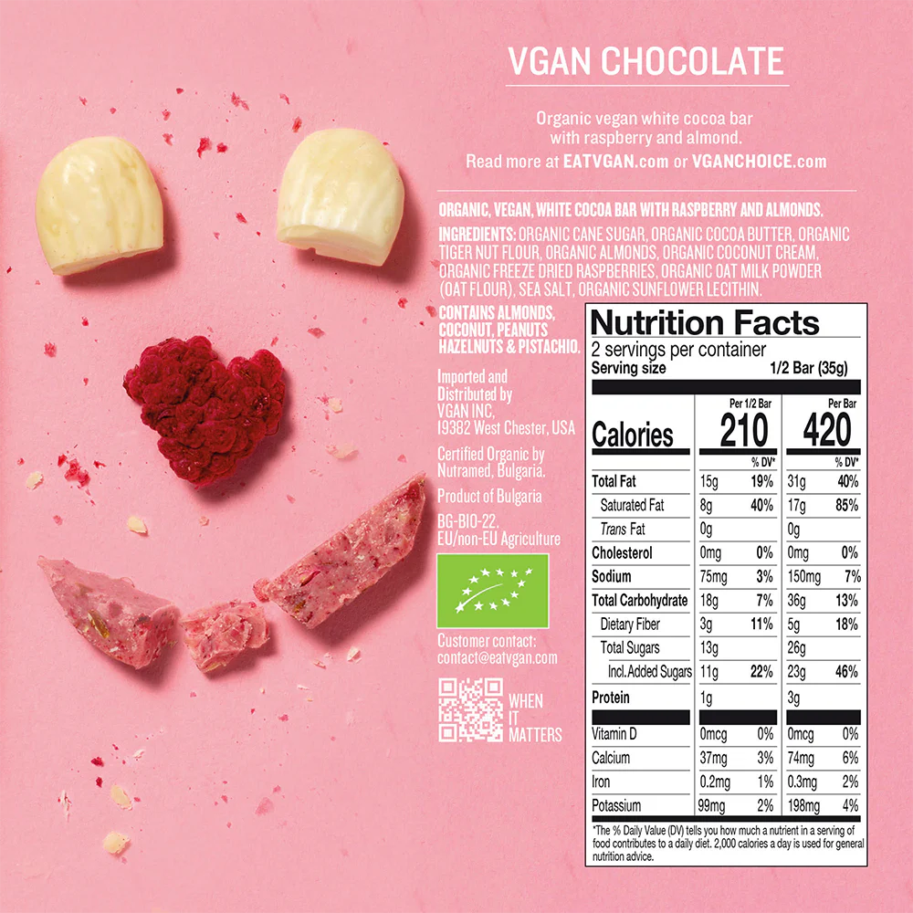 Vegan White Chocolate Pink Raspberry & Almond