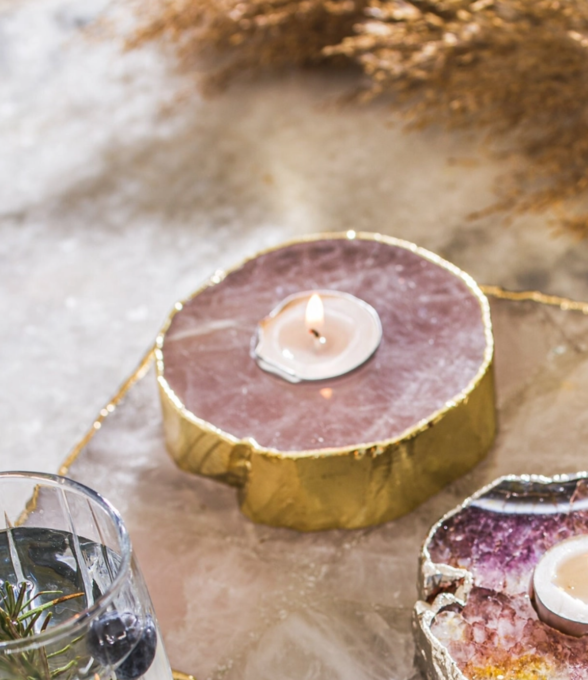 Agate Tea Light Candle Holder