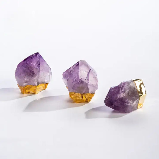 Gold Gilded Natural Standing Amethyst Points