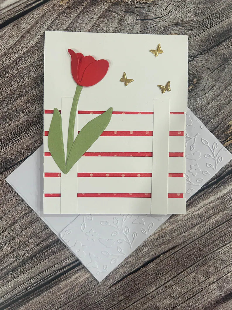 Tulip Handmade Happy Birthday Card
