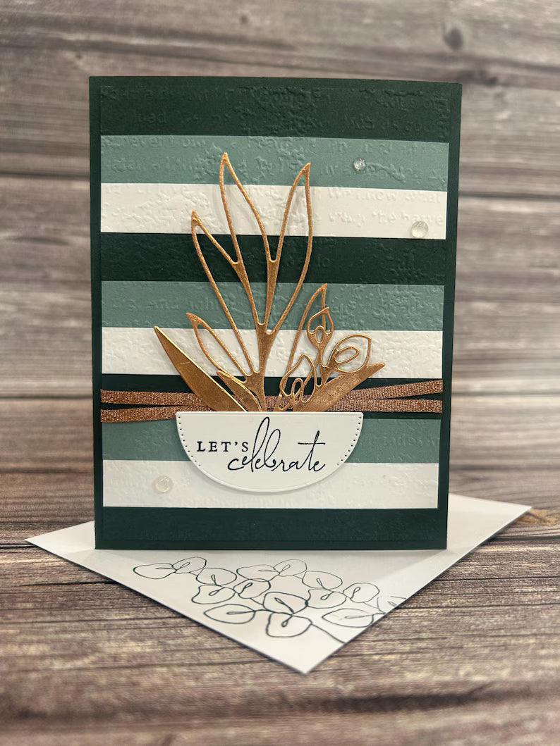 Let's Celebrate Green and Bronze Card