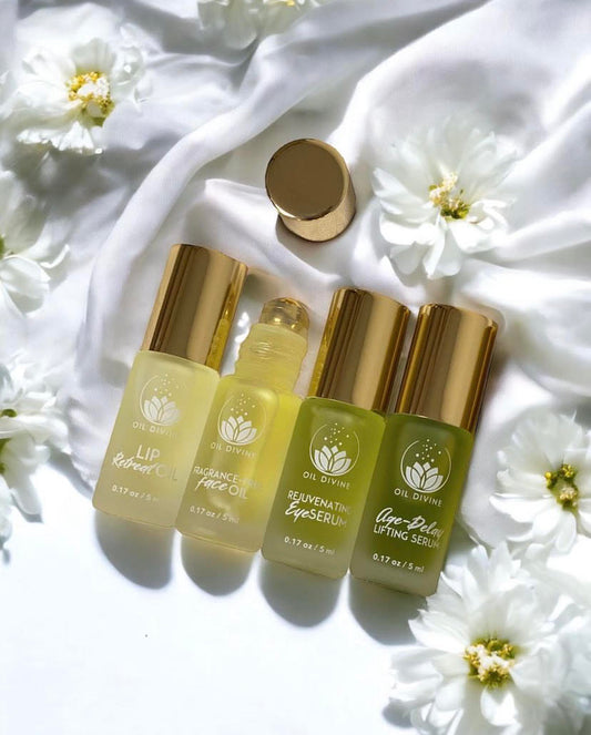 24k Gold 5ml Facial Rollers Set & Make-up Bag