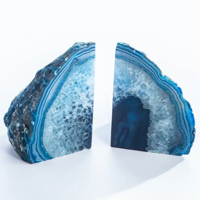 Blue Agate Bookends