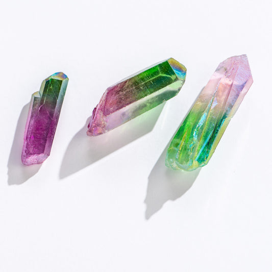 Pink-Green Ombre Quartz Crystal Points