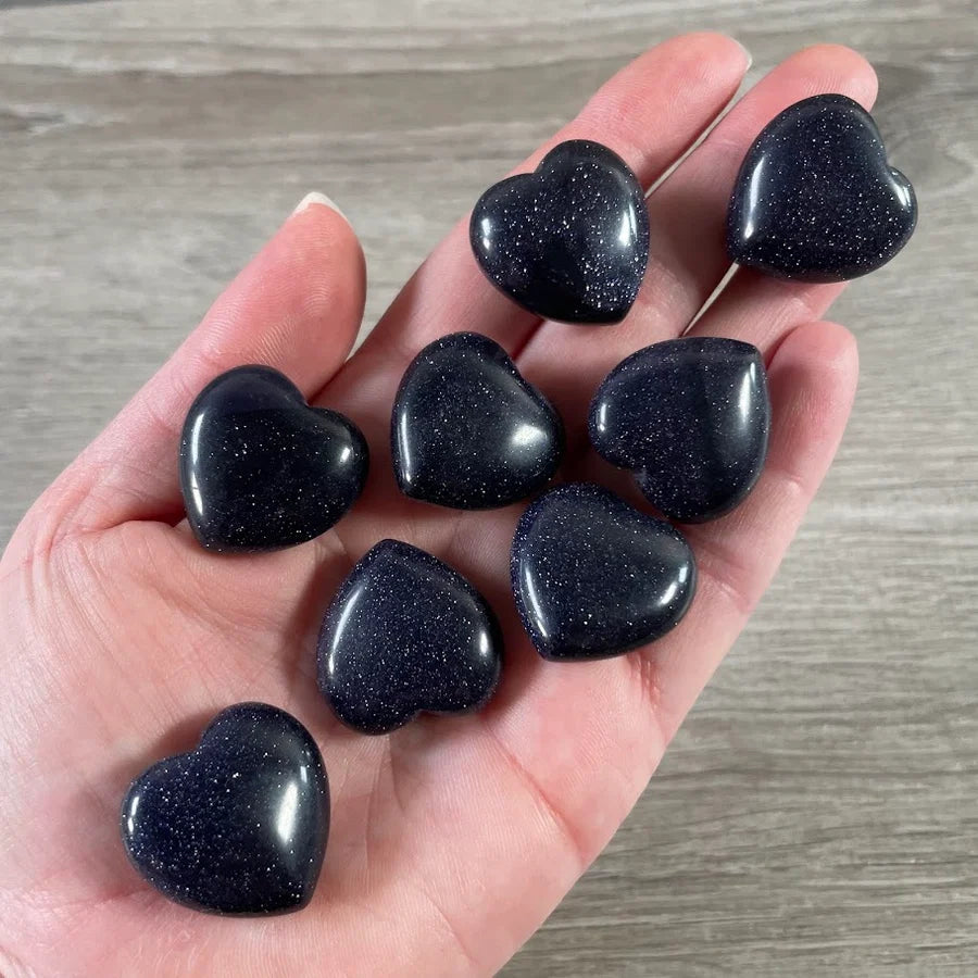 Puffy Heart Small Blue Goldstone