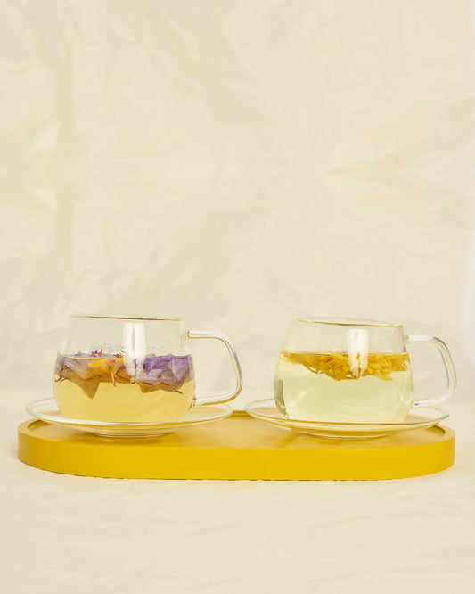Glass Cup & Saucer Set (Set of 1)
