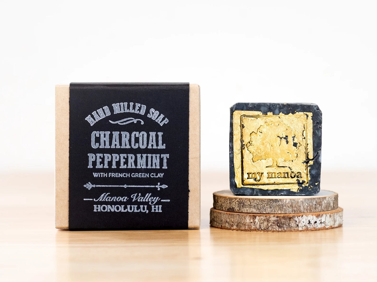 Hand Milled Soap - Charcoal Peppermint With French Green Clay