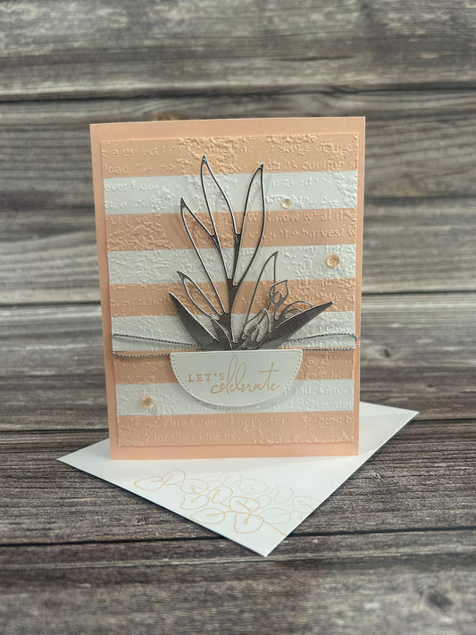 Let's Celebrate Peach and Silver Card