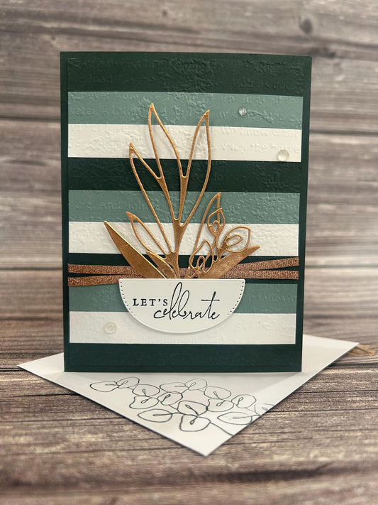 Let's Celebrate Green and Bronze Card