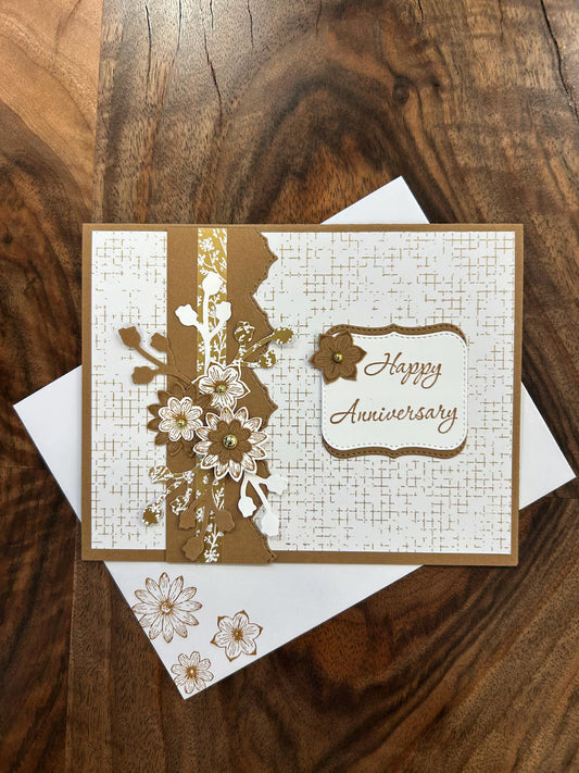 Flowers with Gold Pearls Neutral Theme Colors White Brown Gold