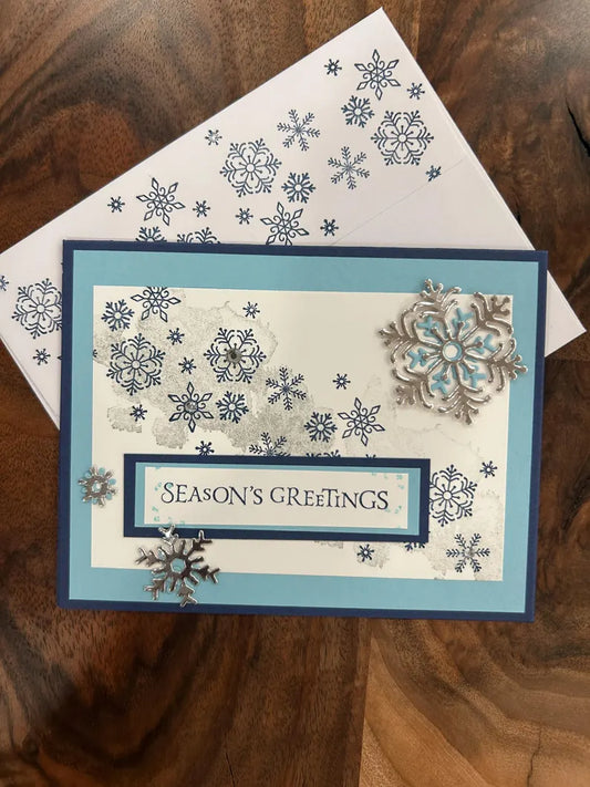 Season's Greetings Card | Blue Snowflake