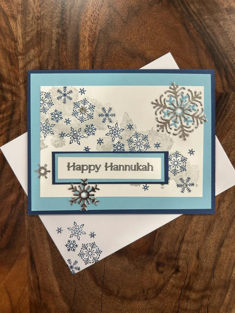 Happy Hanukkah Card | Blue Snowflake Holiday Card