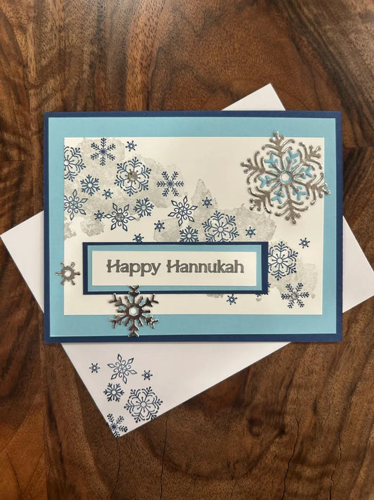 Happy Hanukkah Card | Blue Snowflake Holiday Card