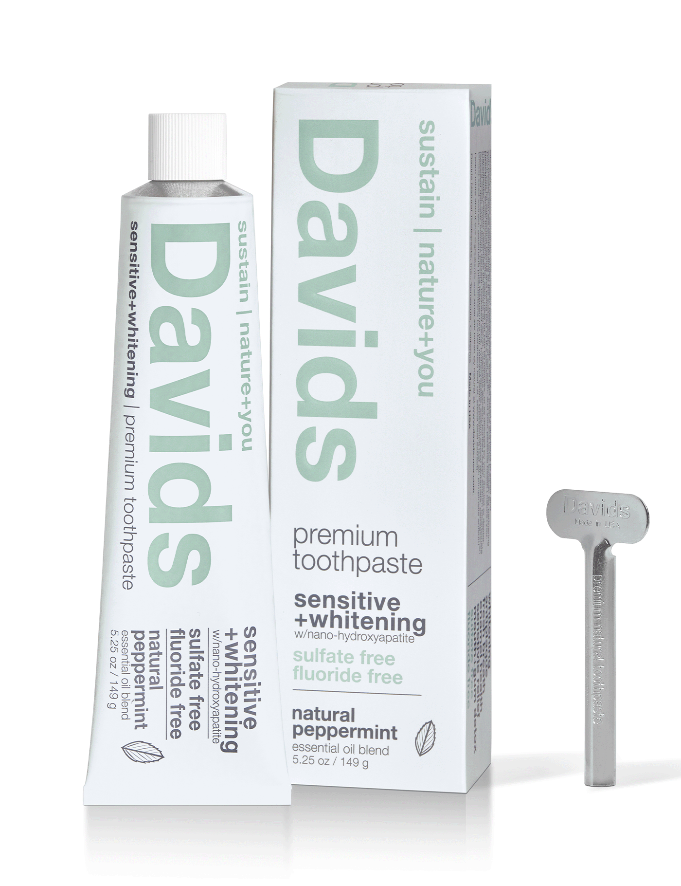 Davids Sensitive + Whitening Nano-Hydroxyapatite Premium Toothpaste - Peppermint