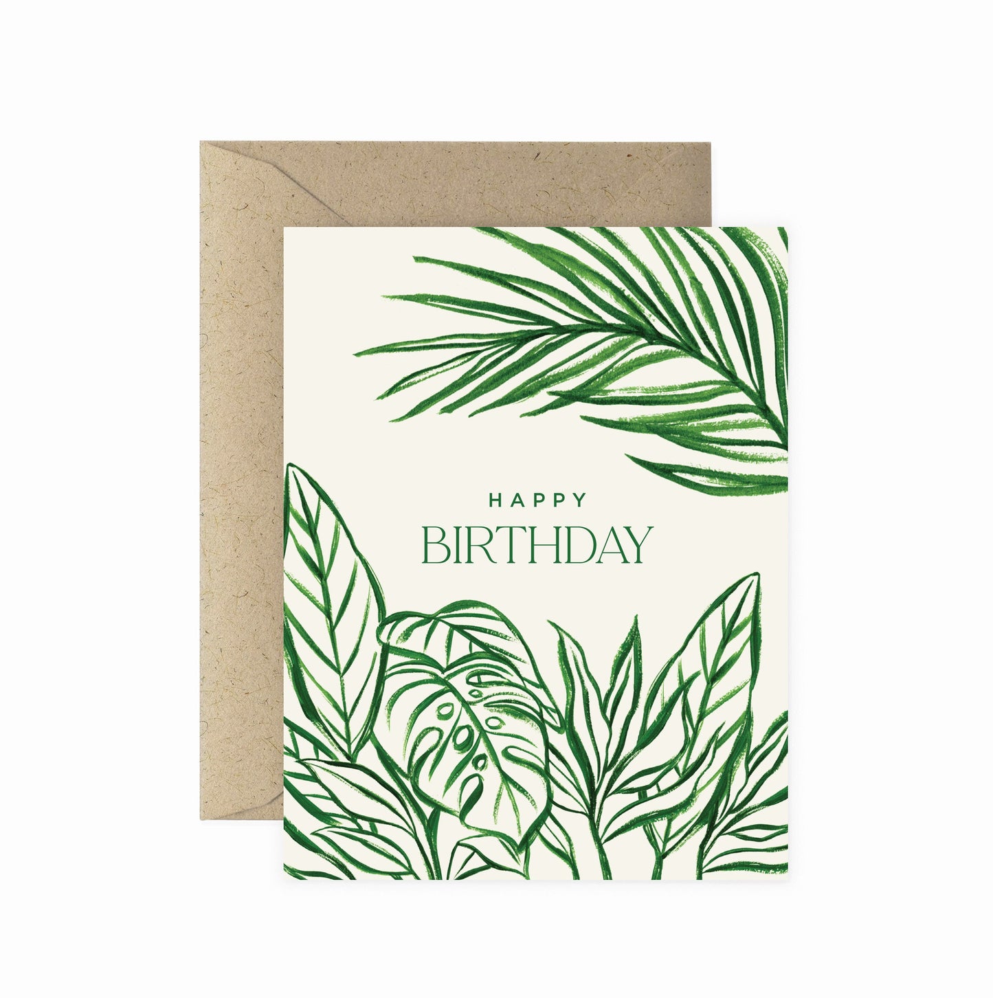 Brush Tropical Happy Birthday Card